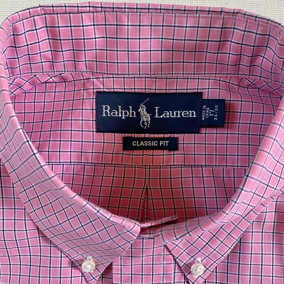 RALPH LAUREN CLASSIC FIT 100% COTTON MEN’S CHECK SHIRT, SIZE 17 34/35 - Picture 5 of 15